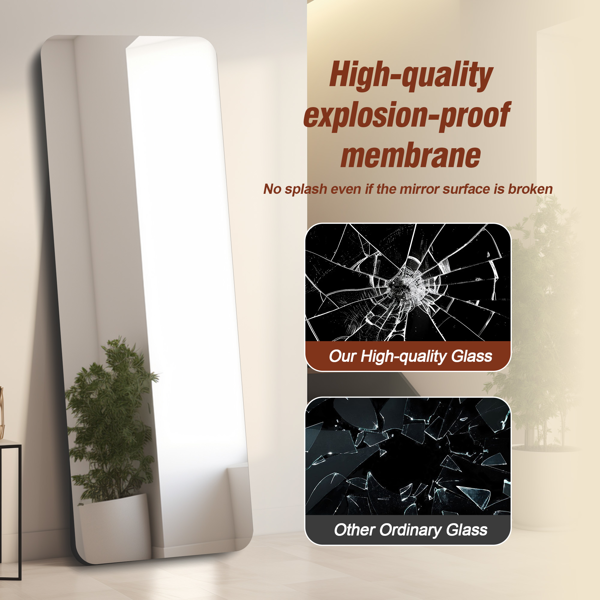 65"x 24" inch Full Body round corner mirror for Living Room Bedroom Cloakroom Wall hanging with hanging hole High quality 5mm silver mirror  Explosion-proof glass-8