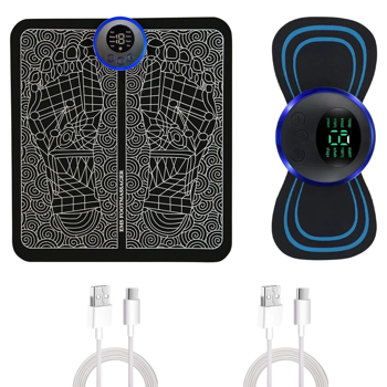 USB电动便携式肩颈按摩器+足部按摩垫 血液循环舒缓放松按摩套装  (美国站点包邮物流发USPS/DHL/Fedex/UPS，不接受指定物流，TK/TEMU仅自提)
