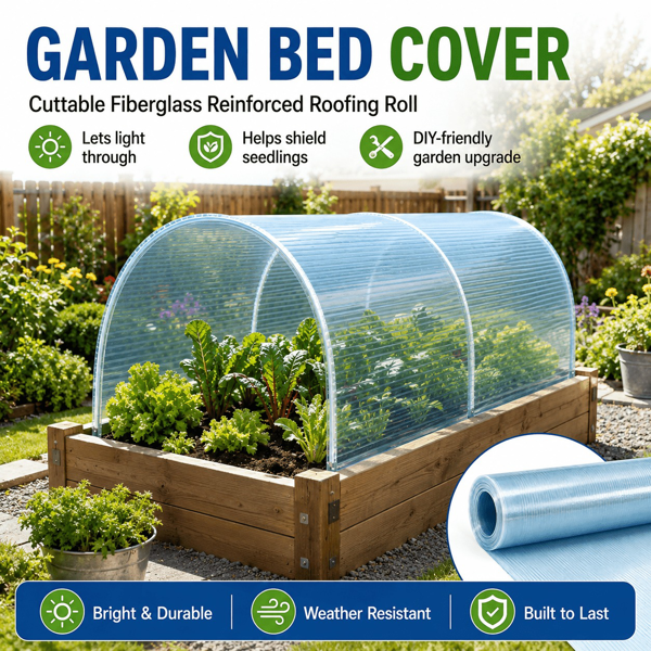 Polycarbonate Roof Panel Roll, Clear Roofing Panels Insulated Rainproof Greenhouse Panels Glass Fiber Roofing Canopy Cover for Farming, Sunroom 3.3x16.5ft(1x5m)-7