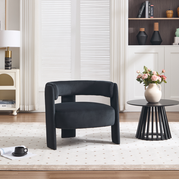 Accent Chair for Living Room, Velvet Comfy Single Sofa Chair Mid-Century Modern Armchair Wooden Legs for Bedroom Office Reading-25