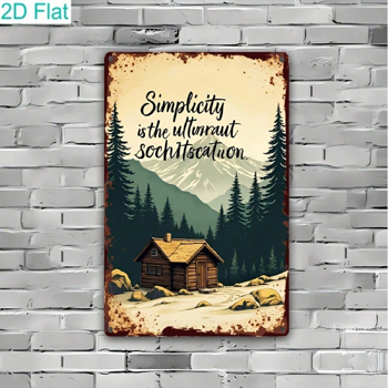 CIFbuy 复古铁质金属锡制2D平面装饰牌，乡村小屋山林主题墙饰（TikTok, temu 自提物流）