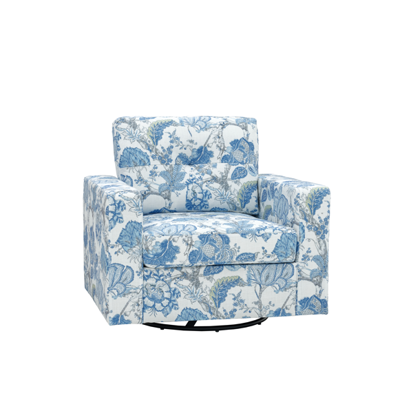Floral Upholstery Degree Rotation Single Sofa Chair for Living Room, Bedroom, Office-5