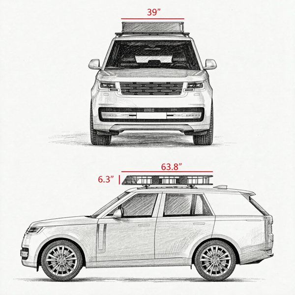 63.8 x 39 x 6.3英寸可调节货物篮，容量220磅，适用于SUV、厢式货车和房车的车顶行李架篮，黑色-3