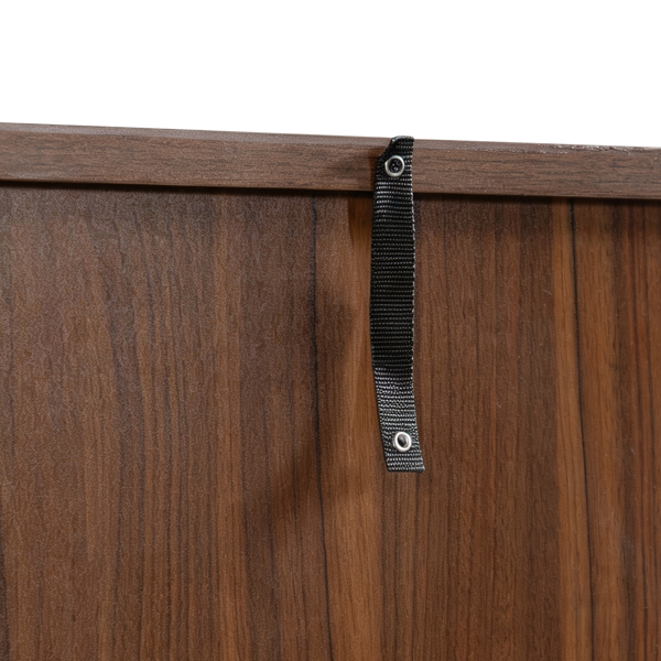 K&K 59" Coffee Bar Cabinet with Fridge Space & Tilt-Out Trash Cabinet, Mini Fridge Wine Cabinet with Storage/Charging Station, Fluted Buffet Sideboard with Glass Holder for Dining Room, Walnut Brown-41