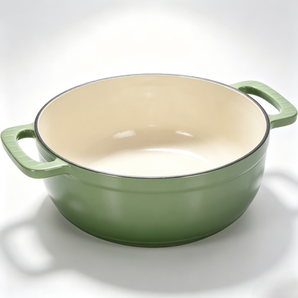 铸铁 7.5QT 烹饪锅具 渐变绿 含两个硅胶手套 珐琅锅-8