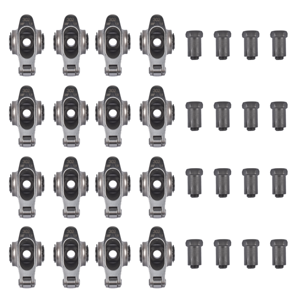 摇臂 Set of 16 Roller Rocker Arms 1.6 Ratio Replacement for Ford SBF 289 302 351W Stainless Steel-1