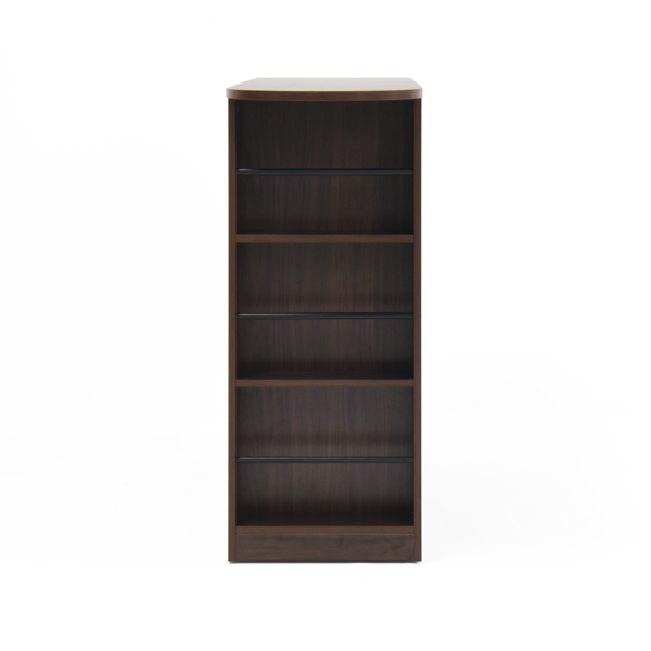 Modern Bar Cabinet with Rotating top, Counter Height Dining Cabinet with 6 Storage space and 2 Ribbed Glass Door for Kitchen, The Rotating Top with 3 Storage Shelves Dining Room, Living Room, Walnut-15