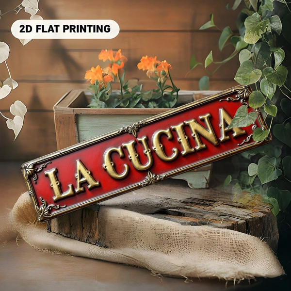 CIFbuy 烫金 LA CUCINA 2D 平面铝制招牌，欧式时尚墙面装饰（TikTok, temu 自提物流）-3