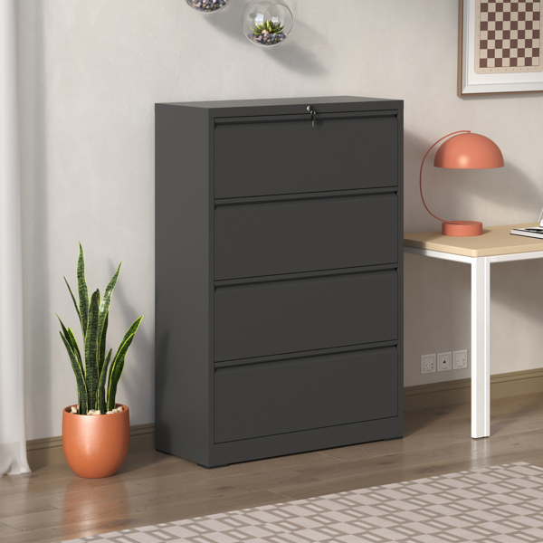 4 Drawer Lateral File Cabinet, Heavy Duty Metal Filing Cabinet, 35.4 Inch Wide Locking File Cabinet for Home Office, Space-Saving Vertical Storage with Anti-Tip Interlock, for Letter/Legal/A4 Files-5