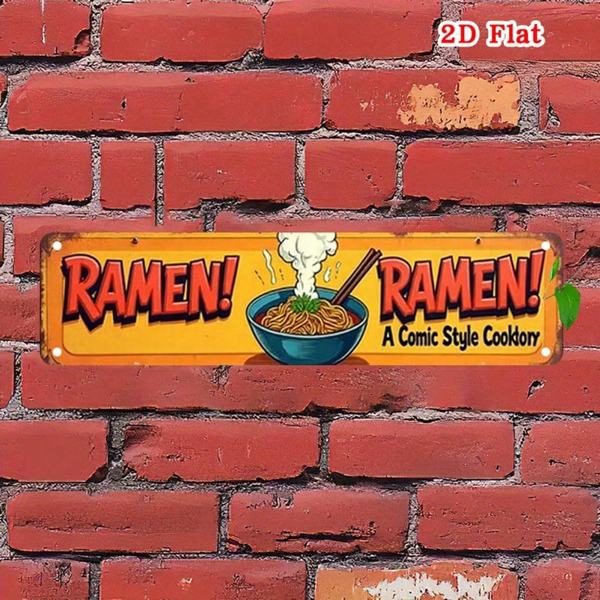 CIFbuy 复古漫画拉面餐盘招牌 2D 平面 复古美食海报墙饰 1个装（TikTok, temu 自提物流）-3