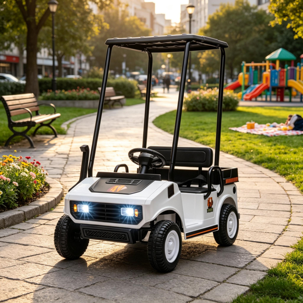 24V儿童高尔夫球车2WD 2座软启动后悬架白色-5