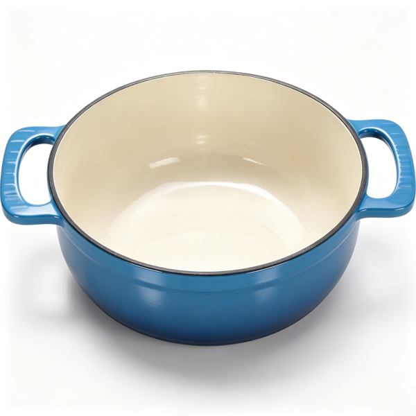 铸铁 7.5QT 烹饪锅具 渐变蓝 含两个硅胶手套 珐琅锅-8