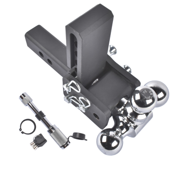 拖车钩 Adjustable Trailer Hitch Fits 2" Receiver Tri-Ball 5" Drop 10K GTW with Lock