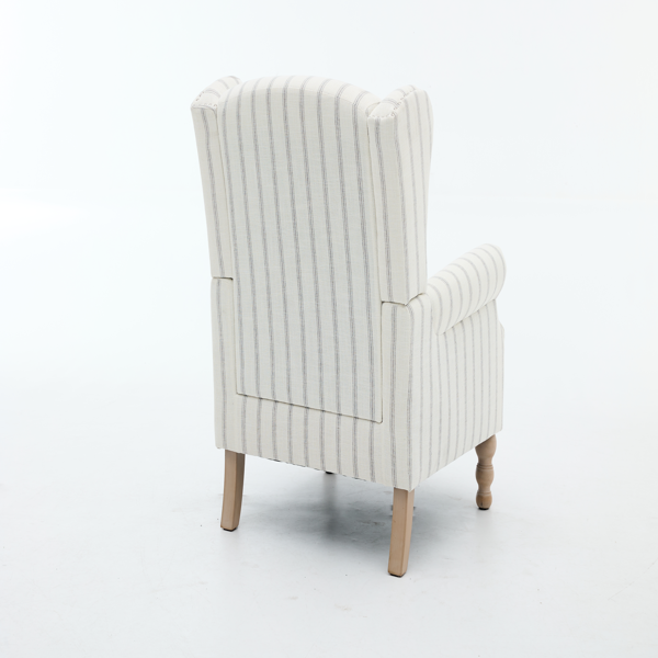Modern Accent Chair with Retro Wood Legs, Comfy Upholstered Armchair, Floral Design Single Sofa Chair for Living Room Bedroom Office - Stripe-14