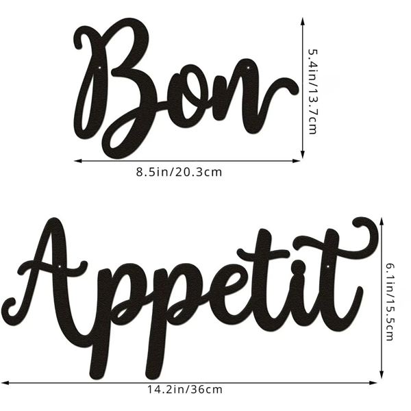 CIFbuy 复古金属“Bon Appetit”墙饰，2件套，防锈乡村田园风厨房招牌，打造餐厅与咖啡馆的田园别致装饰，适合作为美食爱好者的悬挂礼物——亦是卧室与浪漫家居的理想情人节点缀（TikTok, temu 自提物流）-6
