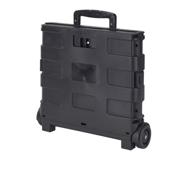 Bin 可折叠多功能塑料收纳手推车，黑色，15 英寸 ×13 英寸 ×14.2 英寸-3