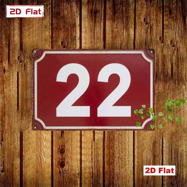 CIFbuy 复古22号金属招牌 8x12英寸，二维平面红白数字墙饰（TikTok, temu 自提物流）-5