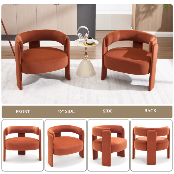Accent Chair for Living Room, Velvet Comfy Single Sofa Chair Mid-Century Modern Armchair Wooden Legs for Bedroom Office Reading-5