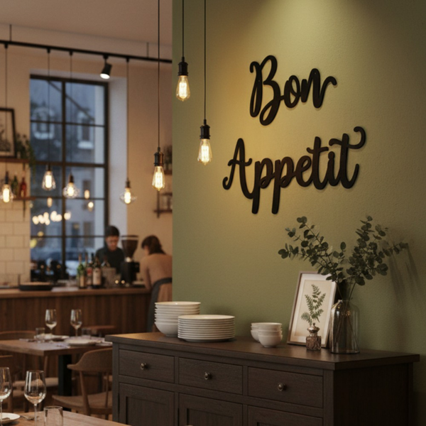 CIFbuy 复古金属“Bon Appetit”墙饰，2件套，防锈乡村田园风厨房招牌，打造餐厅与咖啡馆的田园别致装饰，适合作为美食爱好者的悬挂礼物——亦是卧室与浪漫家居的理想情人节点缀（TikTok, temu 自提物流）-2