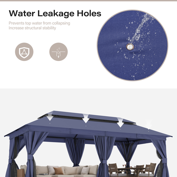 庭院凉亭 10'x20'，户外重型派对帐篷，带双层顶棚、蚊帐和隐私屏风，适用于后院、花园和草坪-8