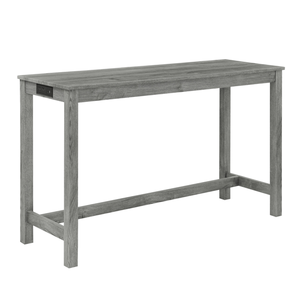 59 Inch Bar Table, Dining Table, Sofa Table with Power Outlet, 3 Upholstered Stools, 4 Piece Bar Table and Chair Set for Living Room, Dining Room, Kitchen-18