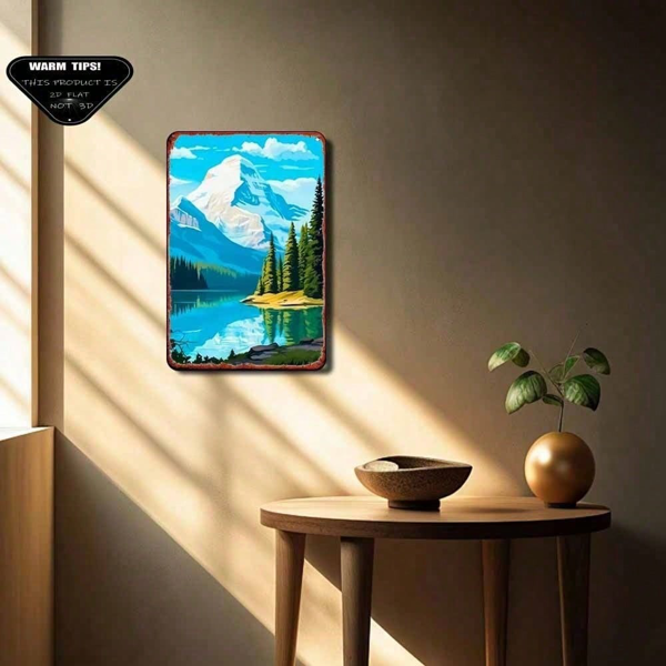 CIFbuy 锡制雪山湖景金属墙饰，复古风景牌装饰（TikTok, temu 自提物流）-4