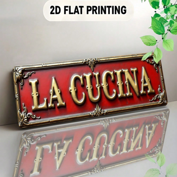CIFbuy 烫金 LA CUCINA 2D 平面铝制招牌，欧式时尚墙面装饰（TikTok, temu 自提物流）