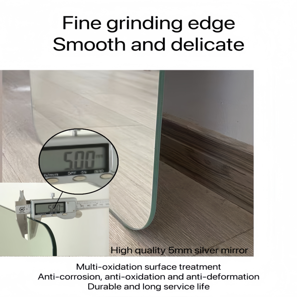 65"x 24" inch Full Body round corner mirror for Living Room Bedroom Cloakroom Wall hanging with hanging hole High quality 5mm silver mirror  Explosion-proof glass-9