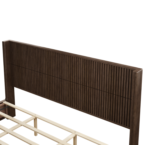 Solid Wood Platform Bed Frame with Headboard, No Box Spring Needed, Floor-standing bed, Easy Assembly, King Size, Walnut-10