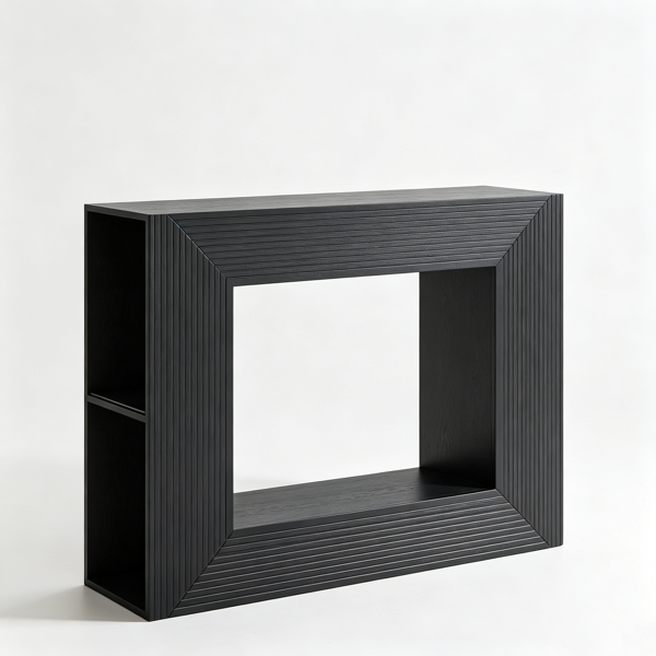【禁售亚马逊】黑色 回形 密度板吸塑 110*30*82cm 玄关桌-4