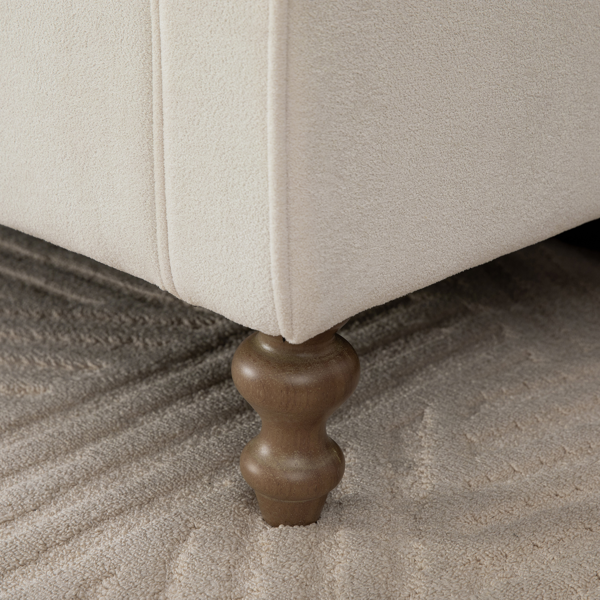65.55" Wide Modern Upholstered  Storage Bench , Napped fabric Bed End Foot Stool With Rolled Armrest, Bench Daybed With Rubberwood Legs For Living Room, Entryway, Dormitory, Bedroom,Beige-7