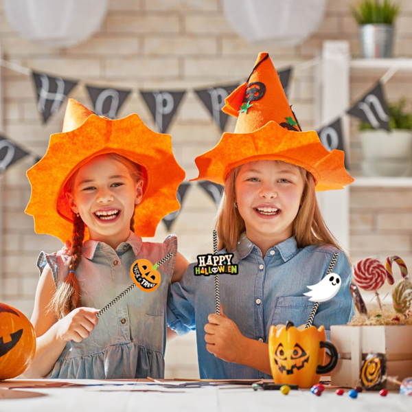 （自提可发加拿大，temu&tk下自提单）48 件万圣节餐桌派对装饰纸吸管套装，含幽灵、南瓜灯、黑猫图案装饰卡片、DIY 饮品搅拌棒、蛋糕插牌手工配件，适用于狂欢节及家庭万圣节聚会-10