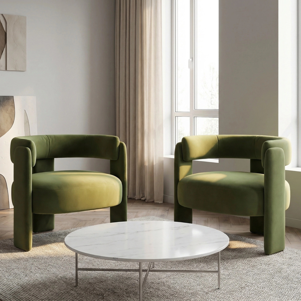 Accent Chair for Living Room, Velvet Comfy Single Sofa Chair Mid-Century Modern Armchair Wooden Legs for Bedroom Office Reading-6