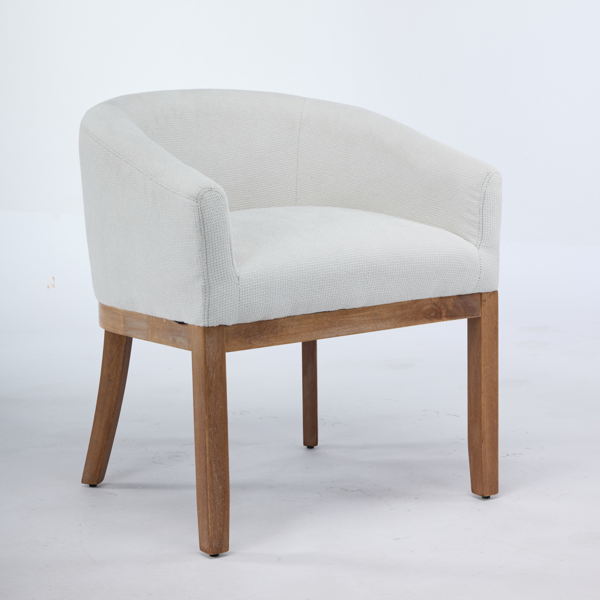 Mid Century Modern Upholstered Barrel Dining Chairs with Arms,Farmhouse Linen Kitchen & Dining Room Chairs with Natural Hardwood Frame, 19" W Accent Chairs for Living Room,Single Pack,Beige,SW1891BG-3