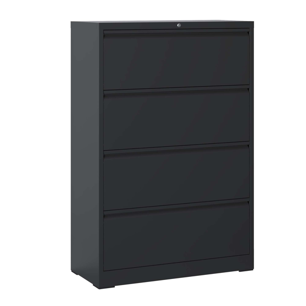 4 Drawer Lateral File Cabinet, Heavy Duty Metal Filing Cabinet, 35.4 Inch Wide Locking File Cabinet for Home Office, Space-Saving Vertical Storage with Anti-Tip Interlock, for Letter/Legal/A4 Files-3