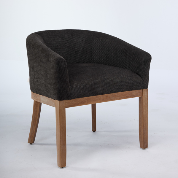 Mid Century Modern Upholstered Barrel Dining Chairs with Arms,Farmhouse Linen Kitchen & Dining Room Chairs with Natural Hardwood Frame, 19" W Accent Chairs,Single Pack,Charcoal Gray,SW1891BK-3
