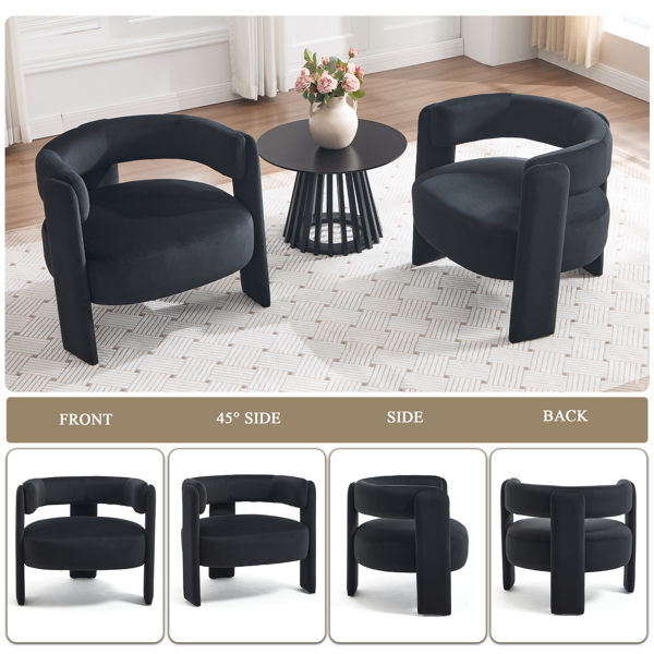 Accent Chair for Living Room, Velvet Comfy Single Sofa Chair Mid-Century Modern Armchair Wooden Legs for Bedroom Office Reading-7