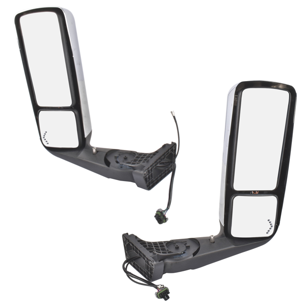 后视镜 2Pcs Front Left and Right Chrome Power View Door Mirror with Turn Signal Light Fits for International Harvester MV607 2018-2026-3