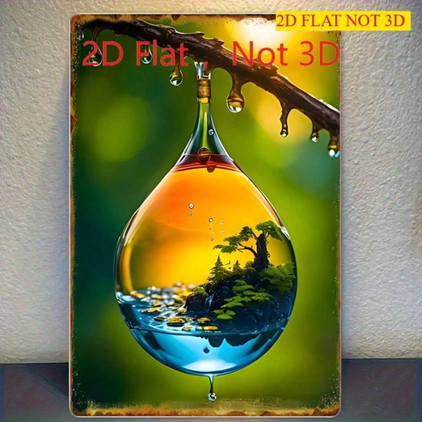 CIFbuy 20x30厘米 复古铝制铁皮招牌 超现实微景观水滴壁饰（TikTok, temu 自提物流）-2