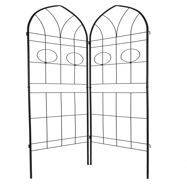 2 Pack Metal Garden Trellis 78.7" x 19.7" Rustproof Trellis for Climbing Plants Outdoor Flower Support Black-15