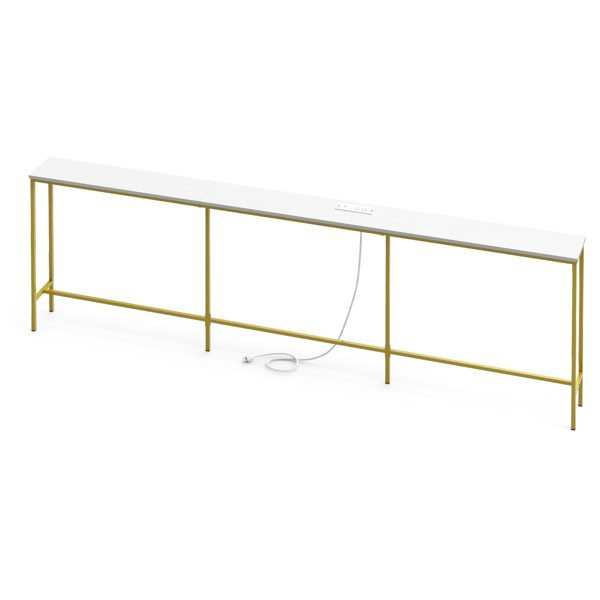 白金色 240cm长 密度板贴三胺+铁 240*20*79cm 玄关桌 带排插（美标）-3