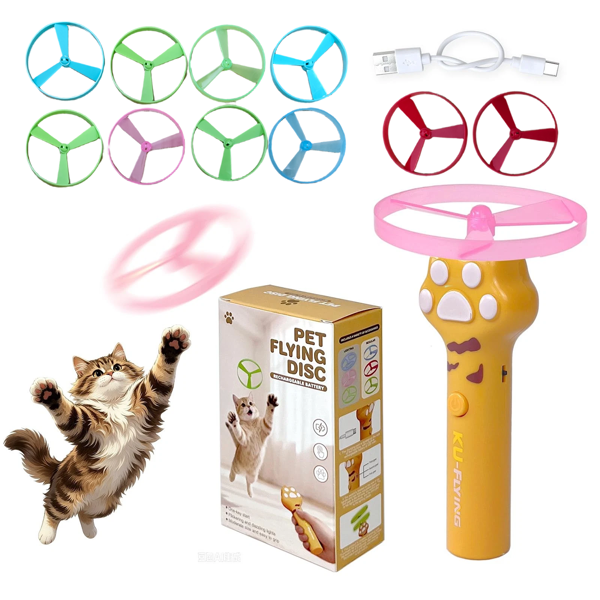 可充电猫咪飞盘发射器 互动式抓猫飞盘玩具，含10个飞盘，猫咪玩具宠物玩具 (美国站点包邮物流发USPS/DHL/Fedex/UPS，不接受指定物流，TK/TEMU仅自提)-3