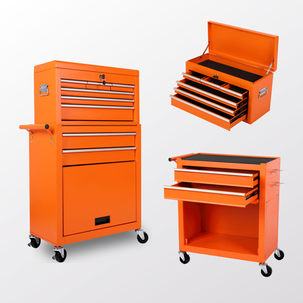 Tool Chest, 8-Drawer Rolling Tool Storage Cabinet with 2 in 1 Detachable Top Tool Box, Liner, Lockable Wheels, Side Hooks, Metal Tool Cart for Garage-4