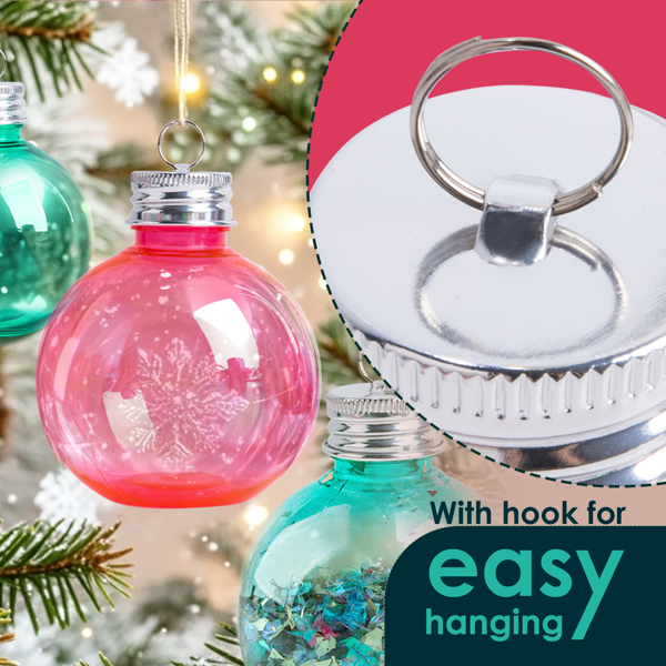 6件装圣诞装饰球（可装酒），5盎司可填充装饰球，塑料球形酒杯，适用于圣诞树悬挂装饰，圣诞礼物，白象礼物，圣诞袜填充物-4