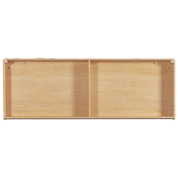 K&K 59" Coffee Bar Cabinet with Fridge Space & Tilt-Out Trash Cabinet, Mini Fridge Wine Cabinet with Storage/Charging Station, Fluted Buffet Sideboard with Glass Holder for Dining Room, Natural Oak-22