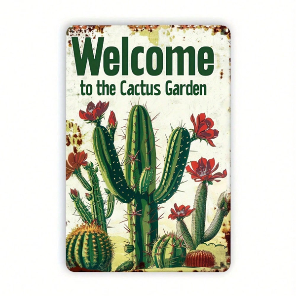 CIFbuy 复古仙人掌欢迎牌 8x12，铁艺庭院装饰，适用于阳台与露台（TikTok, temu 自提物流）-8