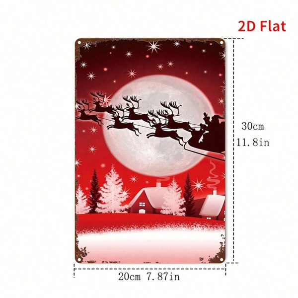 CIFbuy 金属装饰牌 2D 平面 月光下驯鹿雪橇之旅 铁艺，新年装饰（TikTok, temu 自提物流）-8