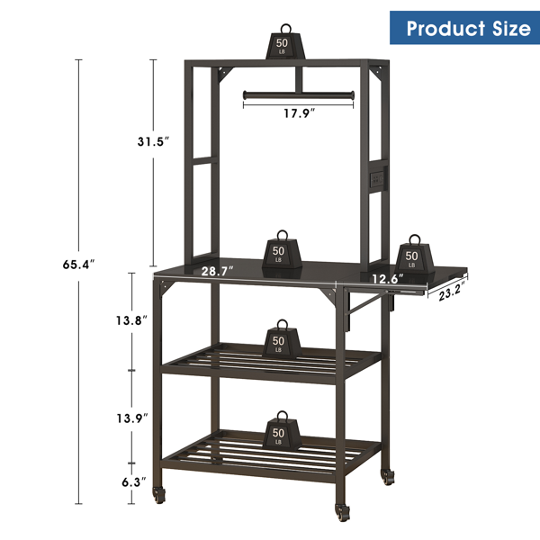 3D Printer Stand, Heavy Duty 3D Printer Table Stand with Filament Storage Rack, T-Shaped Spools Holder Rack with Wheels,3D Printer Workbench for 3D Printing Studio, Home Office Workshop-3