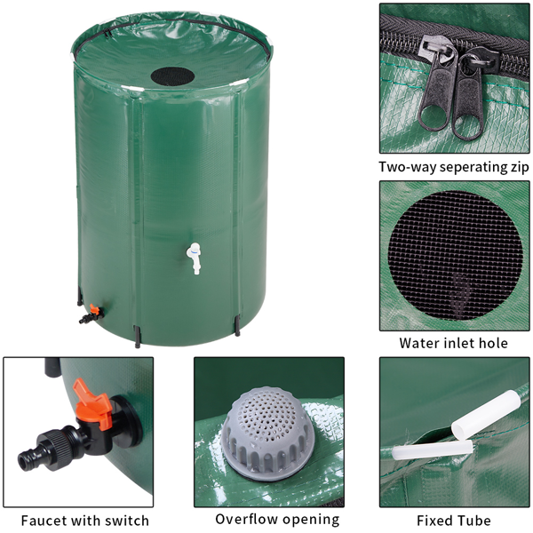 【替换49738622】100gal  绿色  PVC 可折叠 集雨桶-15