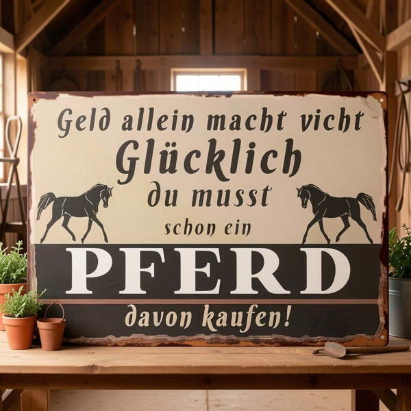CIFbuy 复古德国金属墙牌，幸福始于一匹马 铁艺 8x12（TikTok, temu 自提物流）-5